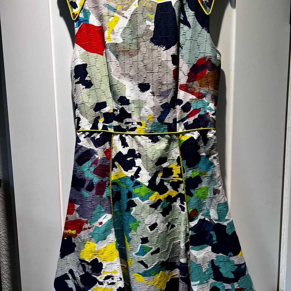 RACHEL Rachel Roy Green and Yellow Fit and Flare Mini Dress